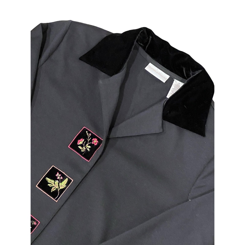 Drapers and Damons Black‎ Velvet Trim Jacket, Petite Large, #561-U